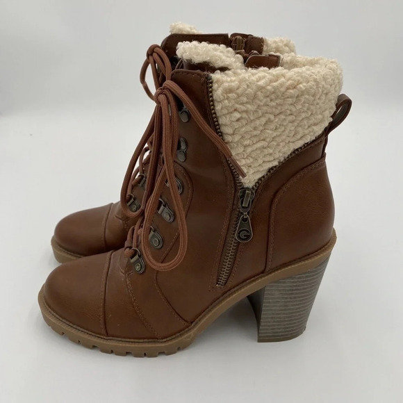 GBG Los Angeles Shoes - GBG G By Guess Jesera Sherpa Fleece Lined Heeled Ankle Boots Size 9.5‎
